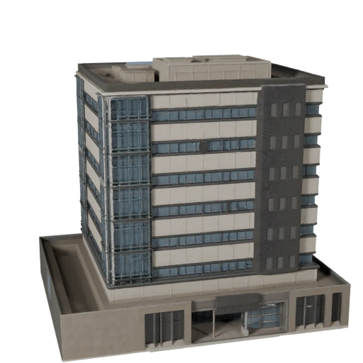 Stylized Low Rise Office Building 3D Model - Game Asset