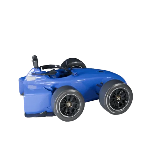 3D-модель гоночного автомобиля, вид в студии в три четверти, готовый к анимации транспортный актив с линиями кузова, остеклен
