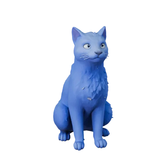 Мультяшная 3D-модель русского голубого кота, вид сбоку, стилизованный ассет животного с балансом позы, анатомическими подсказ