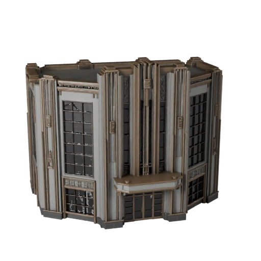 Low Poly Art Deco Facade 3D Model for Realtime Game Asset