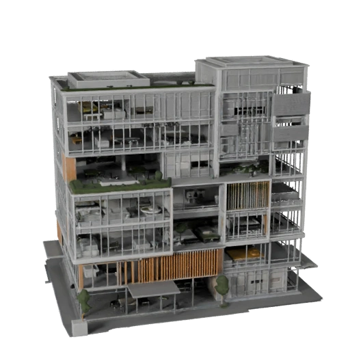 3D модель офисного здания коворкинга для Unreal - Asset для реального времени