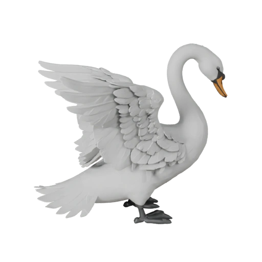 Высокополигональный 3D-модель лебедя - Детальный STL-ресурс для печати | PBR