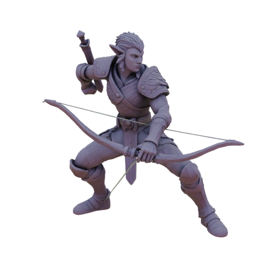 Фэнтези Эльф Рейнджер Миниатюра STL - Оборонительная