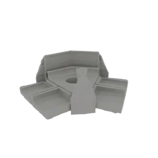 3D-рендер геометрического органайзера для стола в стиле оригами с несколькими отделениями и центральным шестиугольным отверст