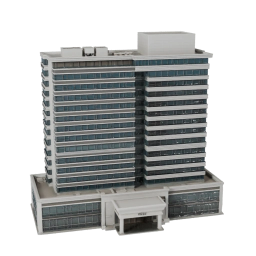 Prédio Sede de Banco 3D Model para Blender - Asset de Renderização