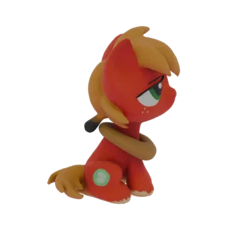 3D модель Большого Макинтоша из My Little Pony, сидящего, вид справа, с видимой гривой и хвостом.