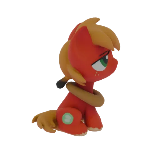 3D модель Большого Макинтоша из My Little Pony, сидящего, вид справа, с видимой гривой и хвостом.
