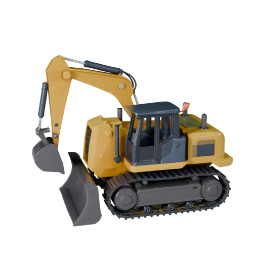 Мультяшный бульдозер 3D модель для стилизованных игр, PBR-ресурс