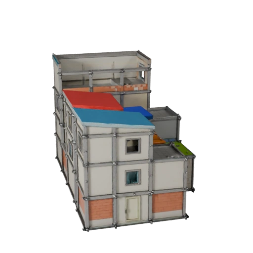 Kit de Construção de Cidade Estilizado Modelo 3D - Asset de Jogo para Arquitetura