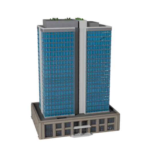 Modello 3D Ufficio Grattacielo Stilizzato - Asset di Gioco