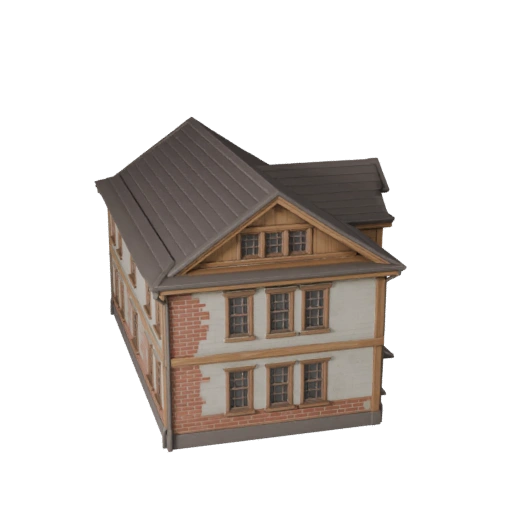 Стилизованный колониальный дом 3D модель - Игровой ресурс для архитектуры