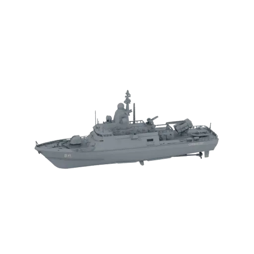 3D модель российского ракетного катера проекта 1241 «Молния», вид с правого борта.
