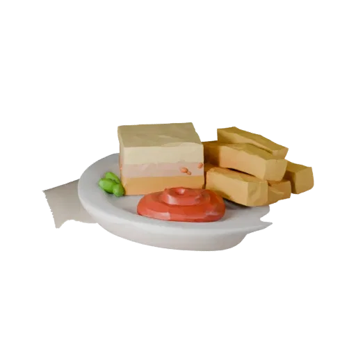Печатаемая 3D-модель Картофель фри, изометрический STL-рендер, с соусами, композиция на блюде.