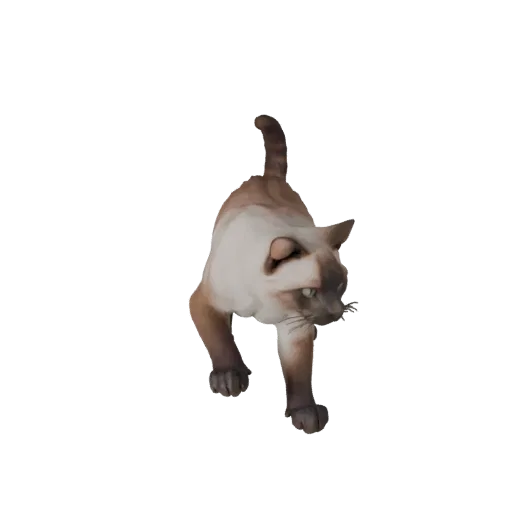 Высокополигональная 3D-модель сиамской кошки STL, изометрический вид, готовая к печати фигурка животного с естественным течен