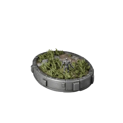 Низкополигональная 3D-модель овальной промышленной подставки, предварительный просмотр, показывающий форму ободка, вид в три