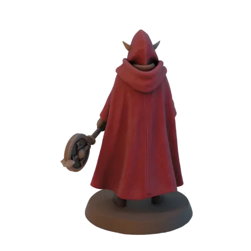Миниатюра STL средневекового темного эльфа-жреца, трехчетвертной рендер для настольных игр, миниатюра заклинателя, пригодная