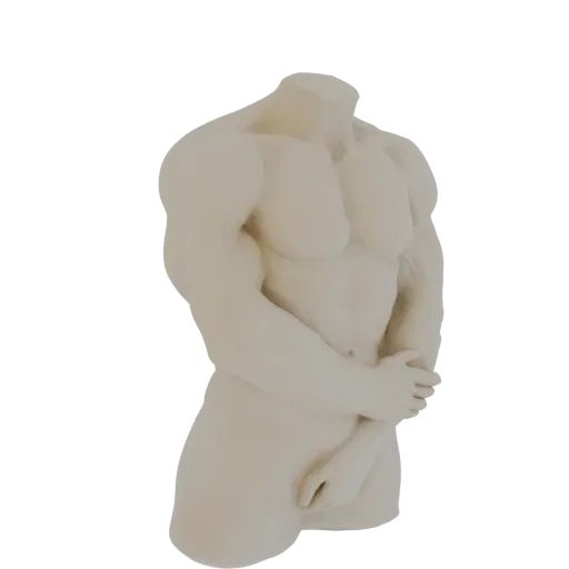 3D рендер классической скульптуры мужского торса скрещенными руками.