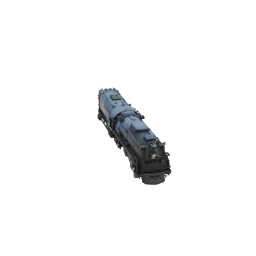 3D модель паровоза Union Pacific "Big Boy" с легким ракурсом сверху, демонстрирующая его большой размер и сложную детализацию