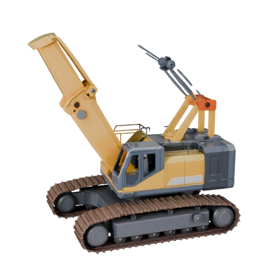 3D модель гусеничного крана - стилизованное низкополигональное игровое средство