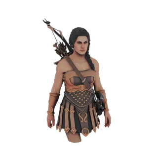 3D модель Кассандры, спартанской воительницы из Assassin's Creed Odyssey, в детализированной броне с луком.