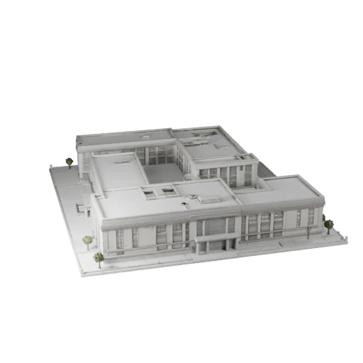 Druckbares Gemeindezentrum STL 3D-Modell - Maßstabsgetreues Asset