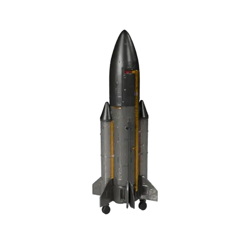3D-модель ракеты-носителя, игровой видовой экран в три четверти, готовый для Unity ресурс транспортного средства с силуэтом м