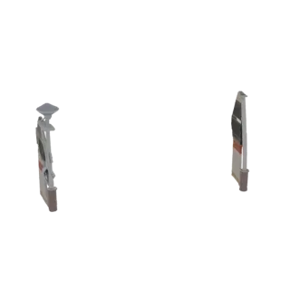 3D-модель современного уличного фонаря с высоким, тонким столбом и встроенной панелью цифрового дисплея на белом фоне.