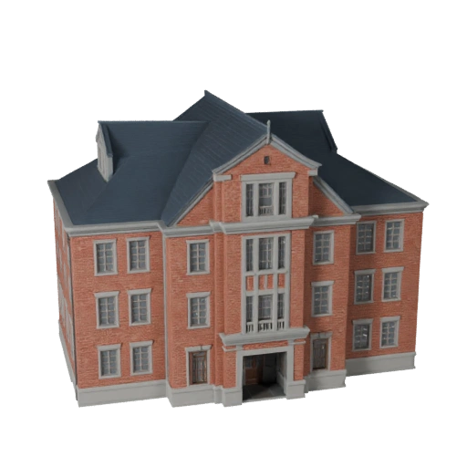 Низкополигональная колониальная вилла 3D модель для игровых ассетов в реальном времени