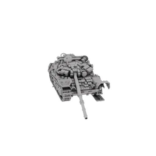 3D модель танка Т-72, вид спереди справа, с выдвинутой основной пушкой.