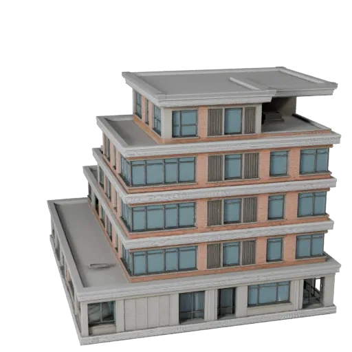 Готовая к использованию в Blender 3D модель бунгало, вид рендера в студии Blender, показывающий материалы жилого здания и арх