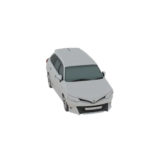 3D-рендер белого универсала Toyota Corolla Fielder, вид с немного приподнятого передне-правого ракурса.