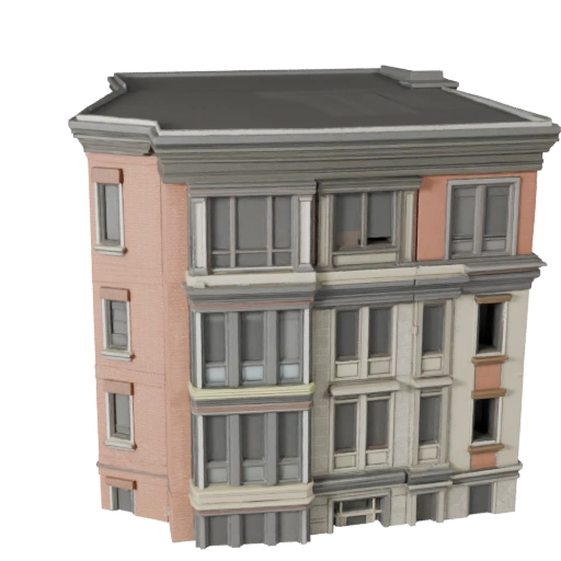 Стилизованный богато украшенный фасад 3D модель - Игровой ресурс для архитектуры