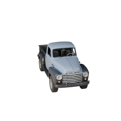 3D-модель винтажного пикапа, вид с трех четвертей в игровом окне, актив транспортного средства, готовый для Unreal Engine, с