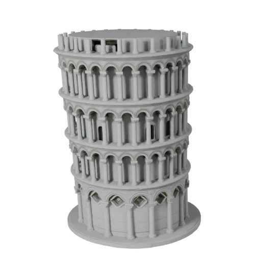 Пизанская башня, готовая к использованию в Blender 3D модель, рендер студии Blender, показывающий материалы структуры достопр