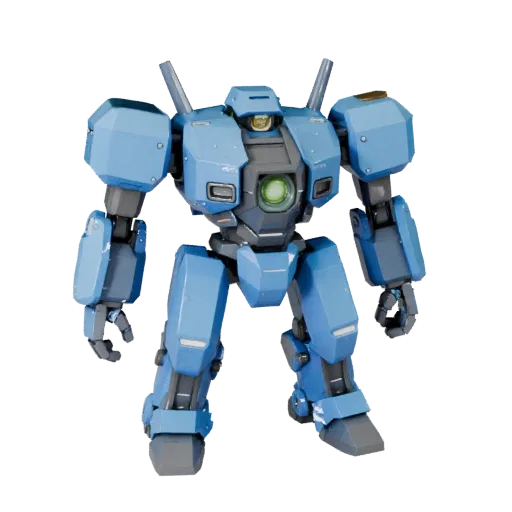 Низкополигональная 3D-модель Mech Walker, вид из игрового окна в три четверти, низкополигональный актив транспортного средств