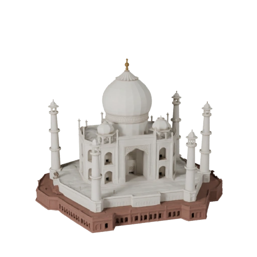 Modello 3D Low Poly Taj Mahal per Giochi in Tempo Reale e VR