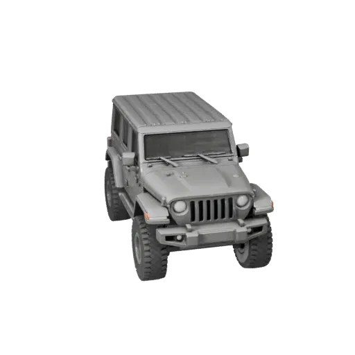 Печатаемая модель внедорожника в стиле Jeep STL, вид в изометрии, готовый к печати автомобиль с увеличенным дорожным просвето