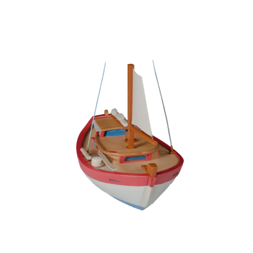 Мультяшный парусник 3D модель для стилизованных игр PBR ресурс