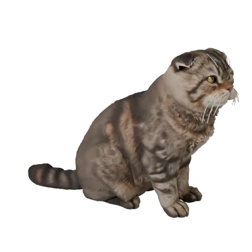Высокополигональная 3D-модель шотландской вислоухой кошки STL, изометрический вид, готовая к печати фигурка животного с балан