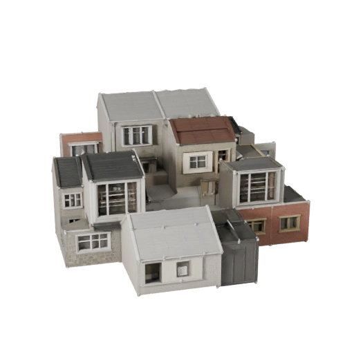 Modulares Vorstädtisches Kit 3D-Modell - Realistisches Archviz-Asset