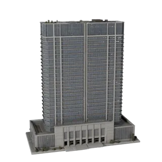 Роскошный небоскреб-башня, готовая к использованию в Blender 3D модель, вид рендера студии Blender, показывающий материалы ко