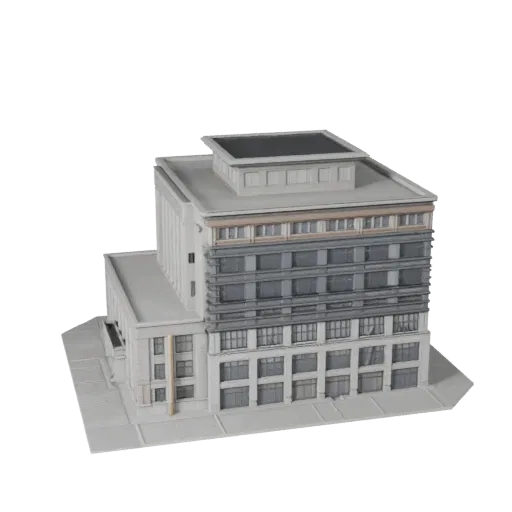 Готовая к Blender 3D модель здания библиотеки, вид рендера студии Blender, показывающий материалы общедоступного здания и арх