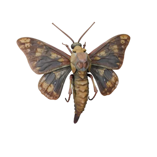3D модель Luna Moth, вид сбоку, рендер дикой природы, готовый к работе в Blender ассет животного с сегментированными частями