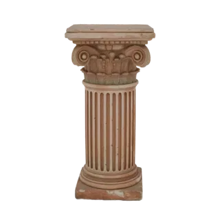 3D модель классического ионического пьедестала колонны с каннелированным стволом и волютной капителью, на белом фоне.