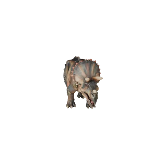 3D модель Трицератопса, вид сбоку, рендер дикой природы, готовый для Blender ассет животного с профилем челюсти, массой тела,