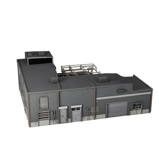 Модульный промышленный комплект Unity-ready 3D-модель, видовой экран движка Unity, показывающий материалы модульного строител
