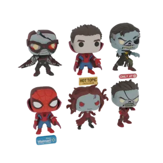 3D-модель Зомби Человека-паука в стиле Funko Pop! с гниющим костюмом и динамичной позой на белом фоне.