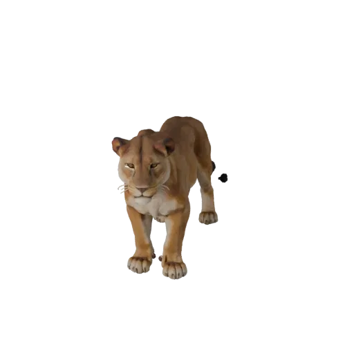 Реалистичная 3D модель львицы, вид сбоку, рендер дикой природы, готовый к анимации игровой ресурс животного с подушечками усо