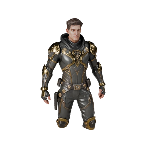 Реалистичный игровой персонаж NPC офицера в стиле Arcane - с ригом