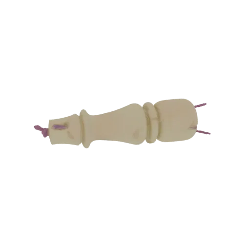 3D модель павшего короля, шахматная фигура, в цвете слоновой кости с фиолетовой нитью у короны, лежащая на боку.